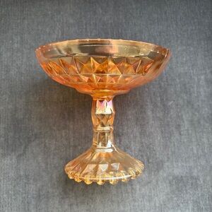 Jeannette Vintage Glass Marigold Compote Or Candy Dish Windsor Beaded Pattern